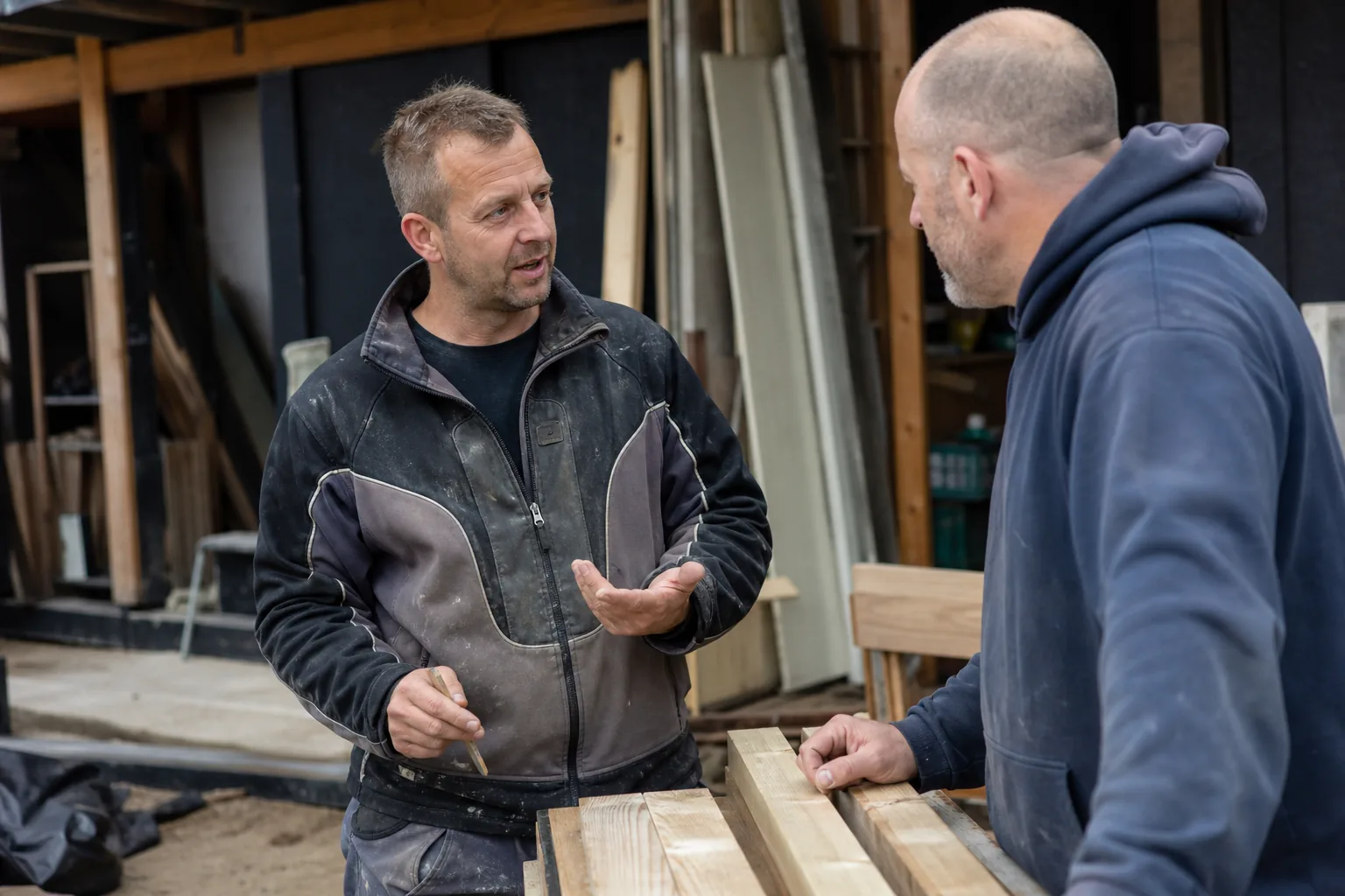 Werk op een Nederlandse bouwplaats. Beeld bij het artikel: In welke stappen ga je van een mondelinge afspraak naar een getekende bon?